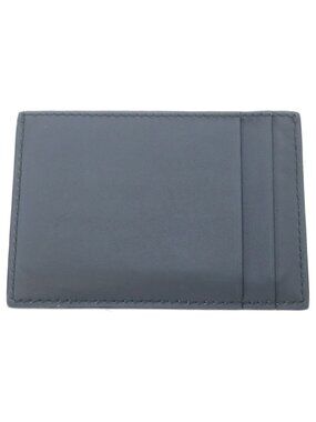 Tiffany & Co Card Case Accent Logo Leather Dark Gray